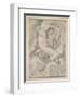 A Nymph (?Flora) Amid Clouds (Black Chalk with Stump on Off-White Paper)-Lodovico Carracci-Framed Giclee Print