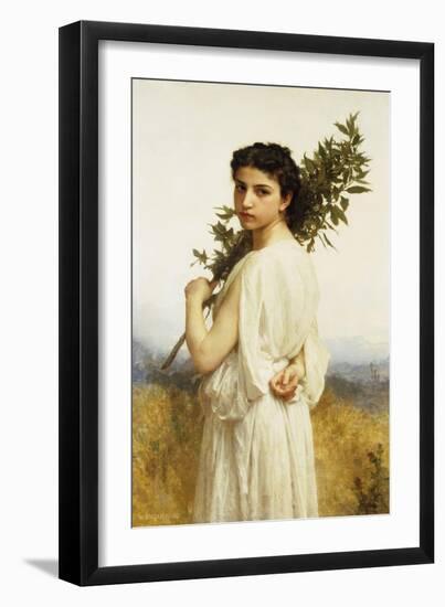 A Nymph Holding a Laurel Branch, 1900-William Adolphe Bouguereau-Framed Giclee Print