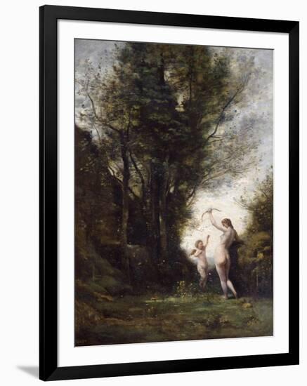 A Nymph Playing with Cupid, 1857-Jean-Baptiste-Camille Corot-Framed Giclee Print