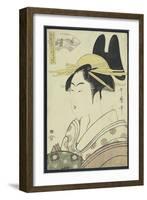 A Okubi-E Portrait of a Courtesan Representing the Hagi or Noki River-Kitagawa Utamaro-Framed Giclee Print