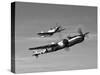 A P-38 Lightning and P-51D Mustang in Flight-Stocktrek Images-Stretched Canvas