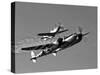 A P-38 Lightning and P-51D Mustang in Flight-Stocktrek Images-Stretched Canvas