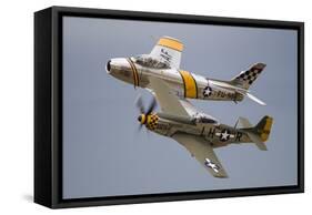 A P-51 Mustang and F-86 Sabre of the Warbird Heritage Foundation-null-Framed Stretched Canvas