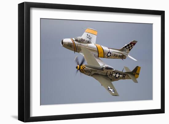 A P-51 Mustang and F-86 Sabre of the Warbird Heritage Foundation-null-Framed Photographic Print