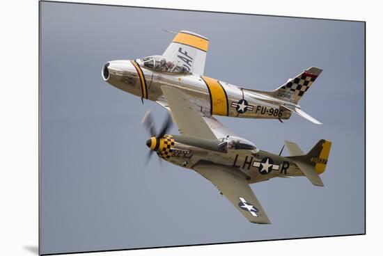 A P-51 Mustang and F-86 Sabre of the Warbird Heritage Foundation-null-Mounted Photographic Print