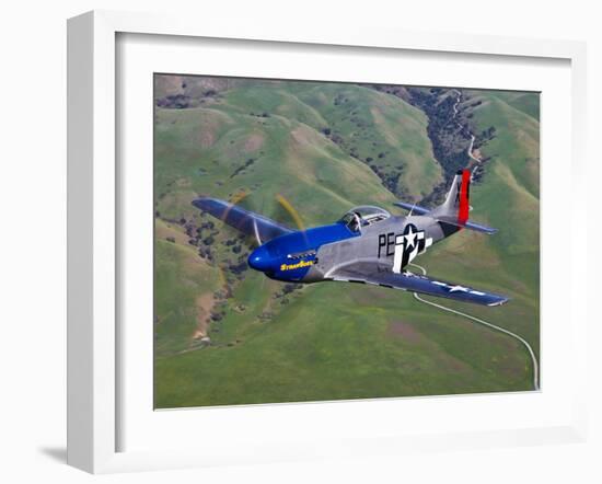 A P-51D Mustang in Flight Over Hollister, California-Stocktrek Images-Framed Photographic Print