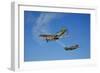 A P-51D Mustang Kimberly Kaye and a P-40E Warhawk in Flight-null-Framed Photographic Print