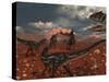 A Pack of Allosaurus Dinosaurs Track Down a Pair of Stegosaurus-Stocktrek Images-Stretched Canvas