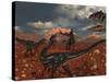 A Pack of Allosaurus Dinosaurs Track Down a Pair of Stegosaurus-Stocktrek Images-Stretched Canvas