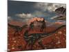 A Pack of Allosaurus Dinosaurs Track Down a Pair of Stegosaurus-Stocktrek Images-Mounted Photographic Print