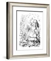 'A pack of cards flying up over Alice', 1889-John Tenniel-Framed Giclee Print