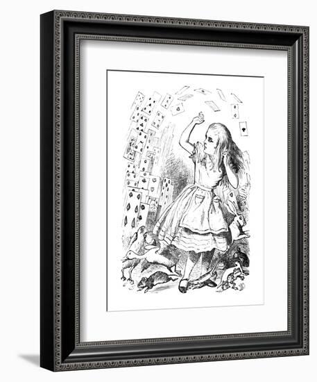 'A pack of cards flying up over Alice', 1889-John Tenniel-Framed Giclee Print