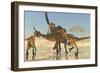 A Pack of Deinonychus Dinosaurs Attack a Tenontosaurus-null-Framed Art Print