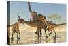 A Pack of Deinonychus Dinosaurs Attack a Tenontosaurus-null-Stretched Canvas