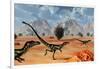 A Pack of Dilong Tyrannosaurid Dinosaurs Hunting-null-Framed Art Print