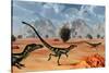 A Pack of Dilong Tyrannosaurid Dinosaurs Hunting-null-Stretched Canvas