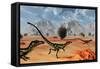 A Pack of Dilong Tyrannosaurid Dinosaurs Hunting-null-Framed Stretched Canvas