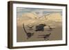 A Pack of Velociraptors Encircling a Lone Protoceratops-null-Framed Art Print