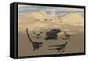 A Pack of Velociraptors Encircling a Lone Protoceratops-null-Framed Stretched Canvas