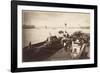 A Paddle Steamer Disembarking Passengers at Greenwich Pier, London, C1890-null-Framed Photographic Print