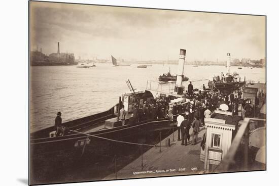 A Paddle Steamer Disembarking Passengers at Greenwich Pier, London, C1890-null-Mounted Photographic Print