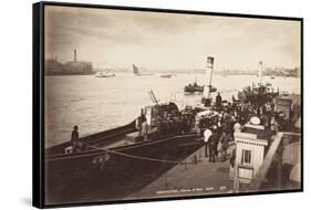 A Paddle Steamer Disembarking Passengers at Greenwich Pier, London, C1890-null-Framed Stretched Canvas