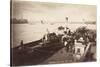 A Paddle Steamer Disembarking Passengers at Greenwich Pier, London, C1890-null-Stretched Canvas
