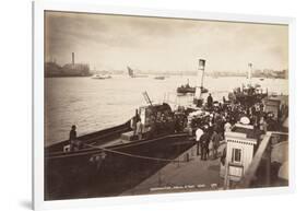 A Paddle Steamer Disembarking Passengers at Greenwich Pier, London, C1890-null-Framed Photographic Print