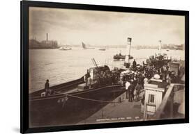 A Paddle Steamer Disembarking Passengers at Greenwich Pier, London, C1890-null-Framed Photographic Print