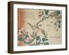 A Paddy Bird Perched on a Flowering Magnolia Branch from the Series "Small Flowers"-Katsushika Hokusai-Framed Giclee Print