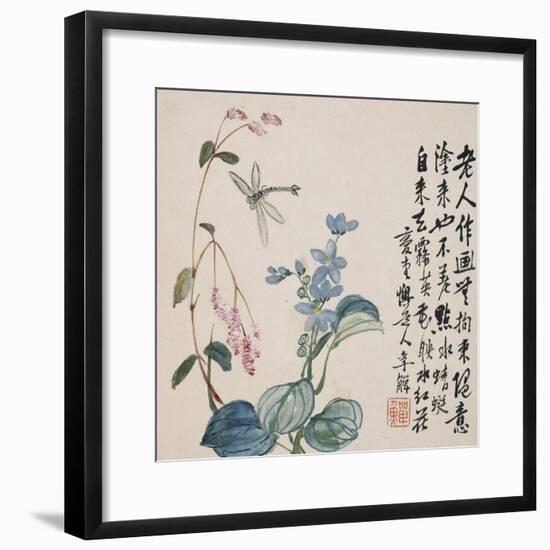 A Page (Dragonfly) from Flowers and Bird, Vegetables and Fruits-Li Shan-Framed Giclee Print