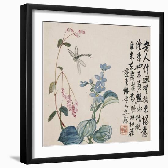 A Page (Dragonfly) from Flowers and Bird, Vegetables and Fruits-Li Shan-Framed Giclee Print