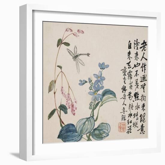 A Page (Dragonfly) from Flowers and Bird, Vegetables and Fruits-Li Shan-Framed Giclee Print