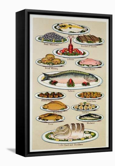 A Page from Mrs Beeton's Cookbook on Fish-null-Framed Stretched Canvas