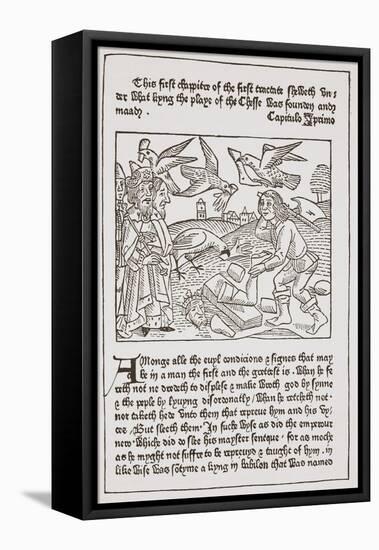 A Page from 'The Game of the Chesse' Printed by Caxton in 1480-null-Framed Stretched Canvas