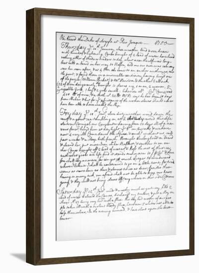 A Page from the Journal of John Newton, 1750-1754-null-Framed Giclee Print