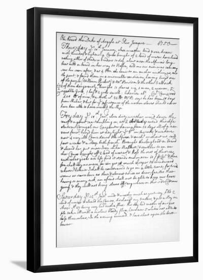 A Page from the Journal of John Newton, 1750-1754-null-Framed Giclee Print