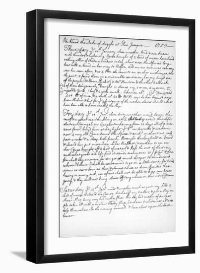 A Page from the Journal of John Newton, 1750-1754-null-Framed Giclee Print