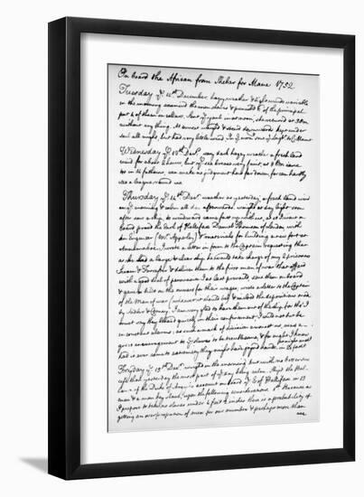 A Page from the Journal of John Newton, 1750-1754-null-Framed Giclee Print