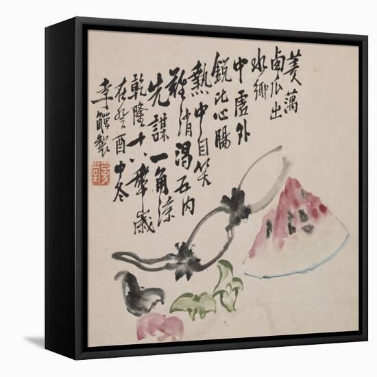 A Page (Melon) from Flowers and Bird, Vegetables and Fruits-Li Shan-Framed Stretched Canvas