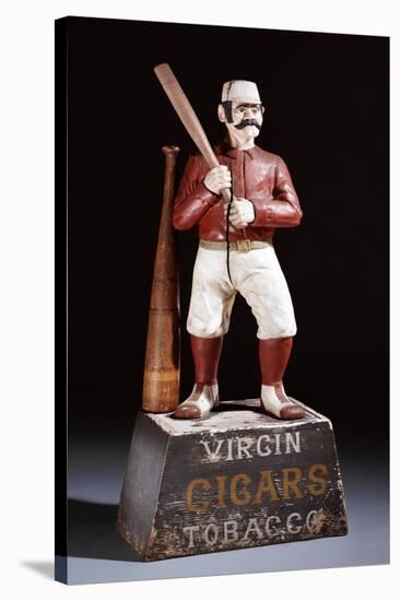 A Painted and Carved Baseball Player Tobacco Figure, circa 1875-null-Stretched Canvas