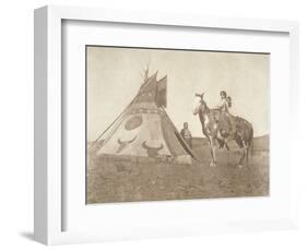 A Painted Tipi - Assiniboin, 1926 (Photogravure)-Edward Sheriff Curtis-Framed Giclee Print