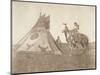 A Painted Tipi - Assiniboin, 1926 (Photogravure)-Edward Sheriff Curtis-Mounted Giclee Print