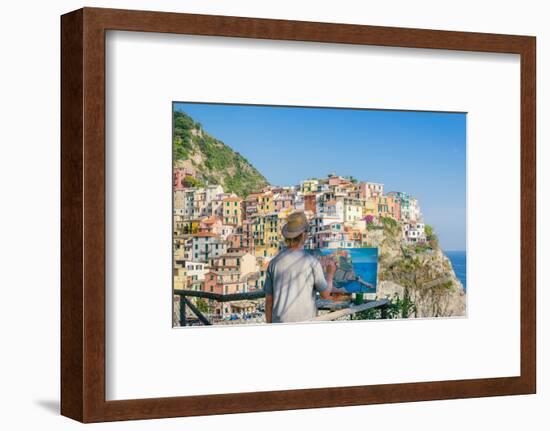 A painter at Manarola, Cinque Terre, UNESCO World Heritage Site, Liguria, Italian Riviera, Italy, E-Alexandre Rotenberg-Framed Photographic Print