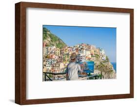 A painter at Manarola, Cinque Terre, UNESCO World Heritage Site, Liguria, Italian Riviera, Italy, E-Alexandre Rotenberg-Framed Photographic Print