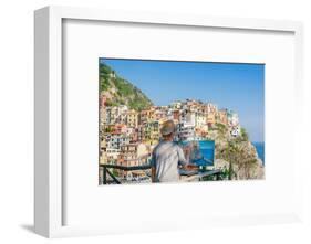 A painter at Manarola, Cinque Terre, UNESCO World Heritage Site, Liguria, Italian Riviera, Italy, E-Alexandre Rotenberg-Framed Photographic Print