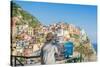 A painter at Manarola, Cinque Terre, UNESCO World Heritage Site, Liguria, Italian Riviera, Italy, E-Alexandre Rotenberg-Stretched Canvas