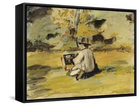 A Painter at Work-Paul Cézanne-Framed Stretched Canvas