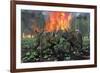A Pair of Albertaceratops Running Away from a Forest Fire-null-Framed Art Print