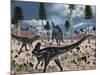 A Pair of Allosaurus Dinosaurs Confront a Lone Stegosaurus-Stocktrek Images-Mounted Photographic Print